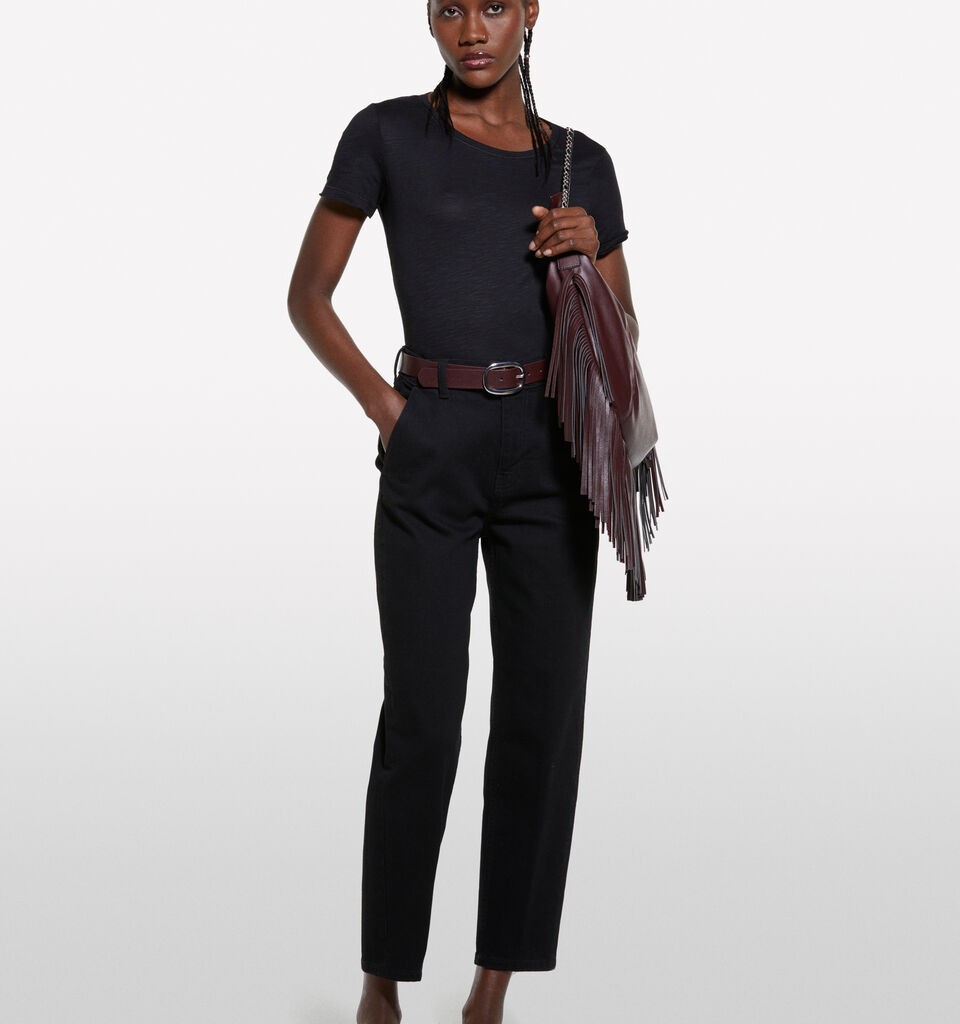 T-shirt girocollo nera - null - Nero | Sisley image number 1